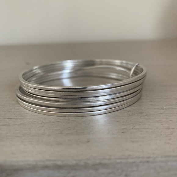 Stackable southwest silver bangle bracelets - Picture 10 of 10